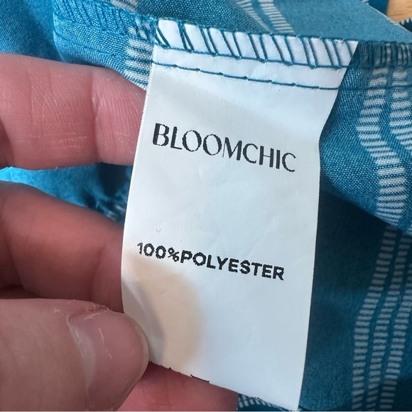 Bloom Chic Plus Size Teal Blue Short Sleeve Dress Size 14 / 16 Striped - Picture 6 of 7